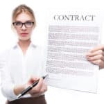 business woman holding contract