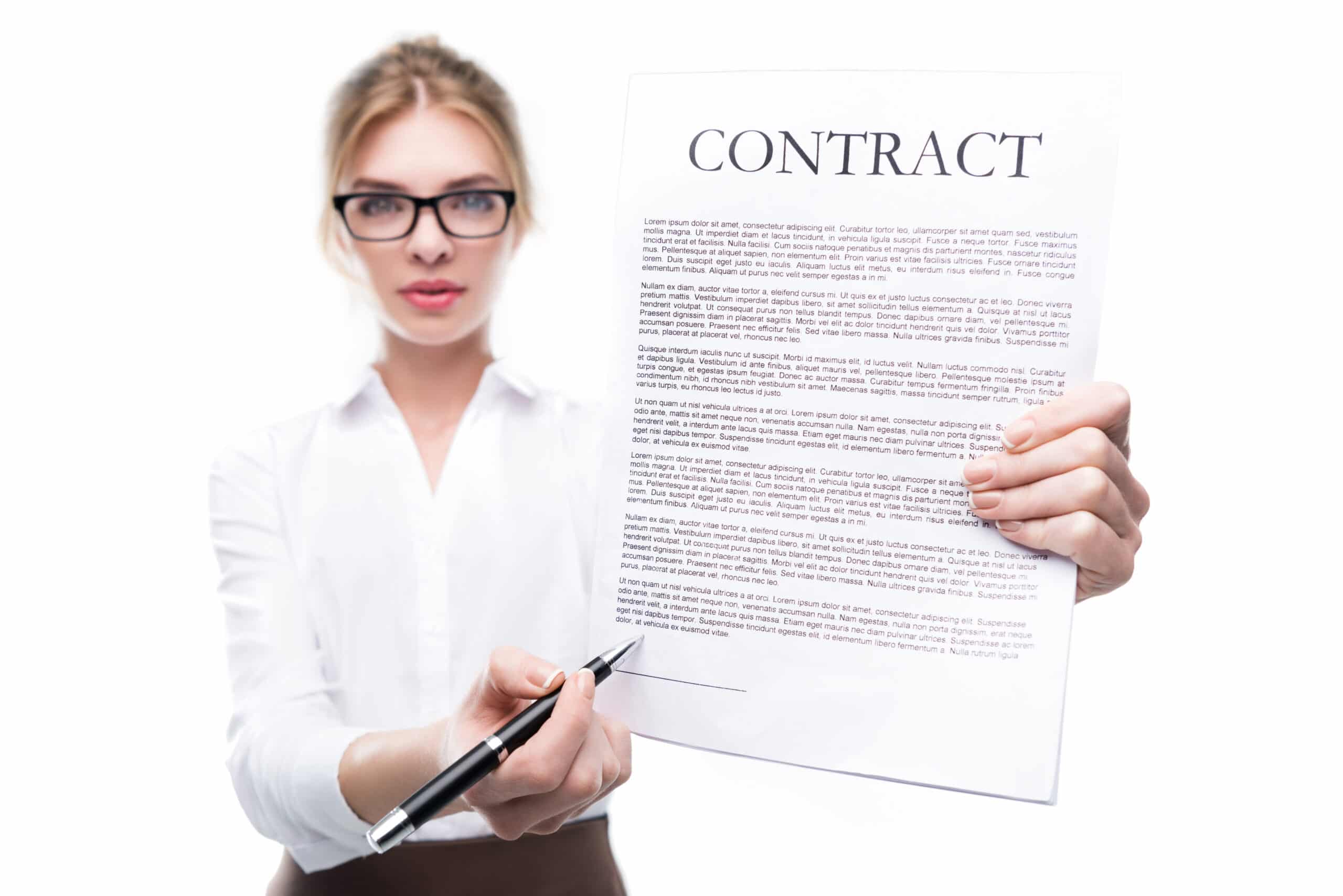 business woman holding contract